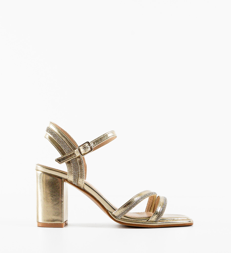 Sandale Chris Aurii 2 cu Toc Elegant - imagine 4