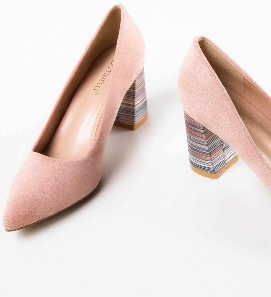 Pantofi Ferne Roz cu Toc Eleganți - imagine 6