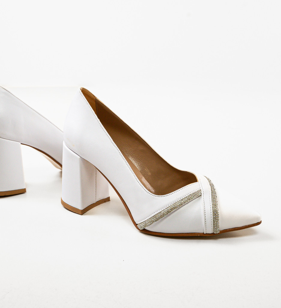 Pantofi Dama Crysta Albi - Eleganță Pură - imagine 2