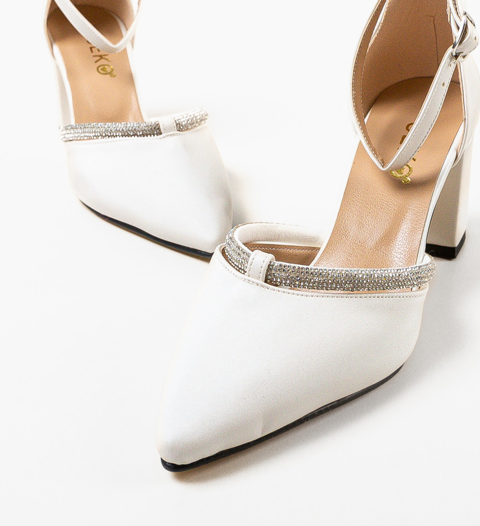 Pantofi Dama Filme Albi Eleganți - imagine 5