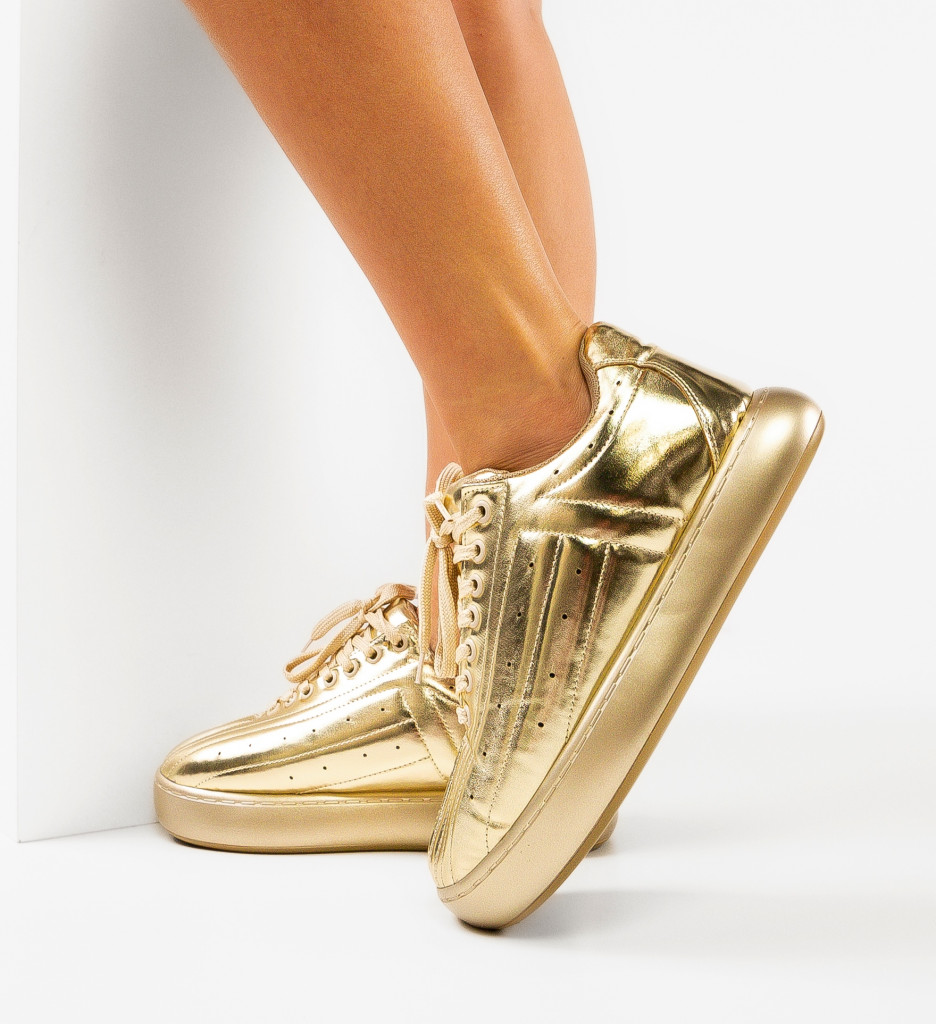 Sneakers Dama Golgar Aurii - Eleganță și Stil - imagine 2