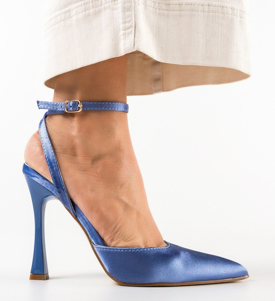 Pantofi Toc Lizor Albastri | Stil Modern - imagine 5
