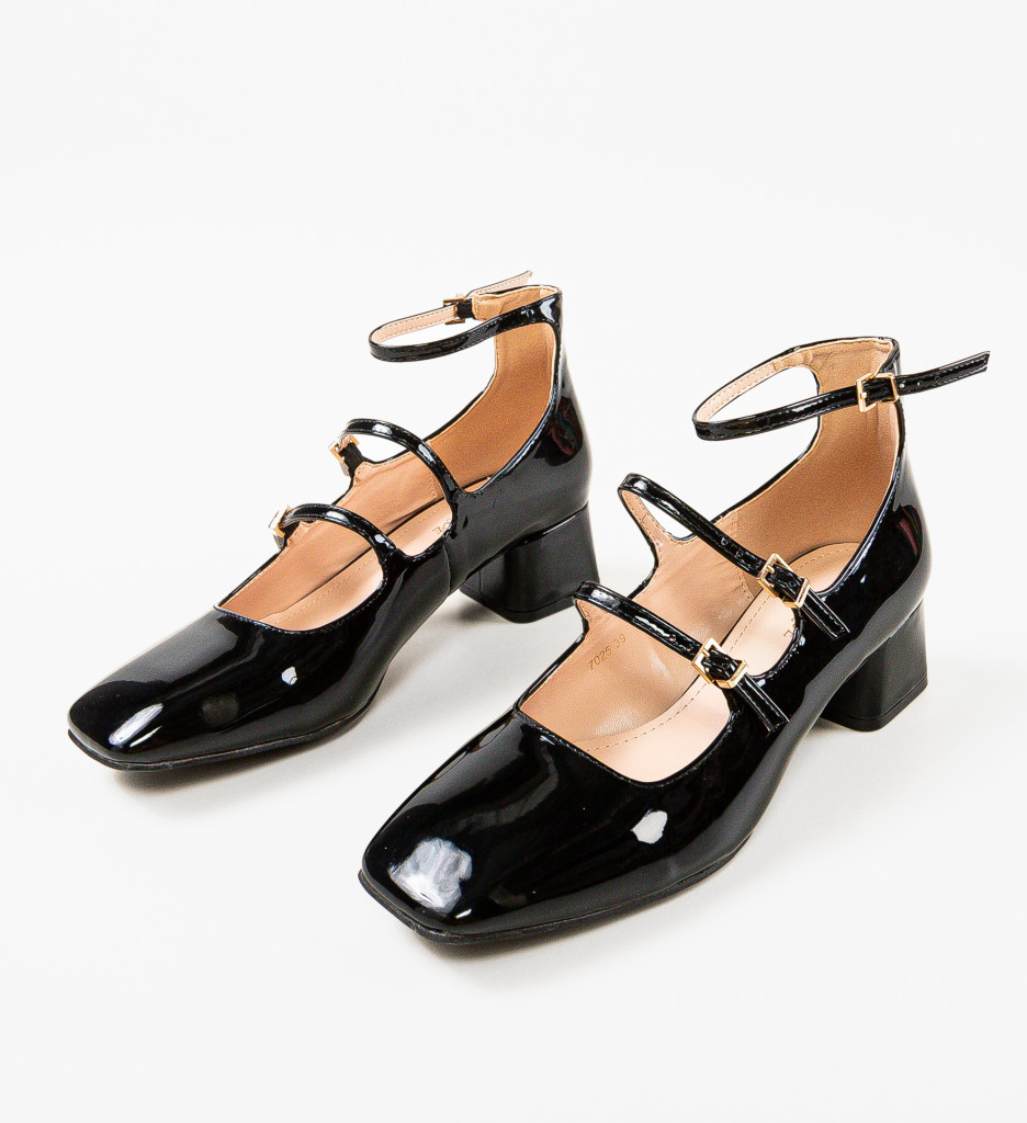 Pantofi Jona Negri Eleganți cu Toc - imagine 7