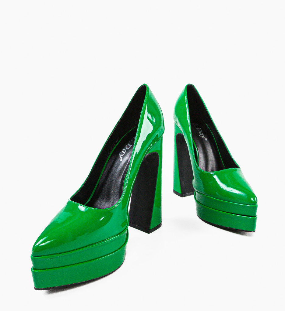 Pantofi Toc Dyscarpe Verzi | Stil Unic - imagine 7