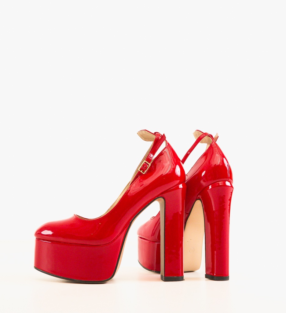 Pantofi Rosii cu Toc Eleganti Azhaah - imagine 4