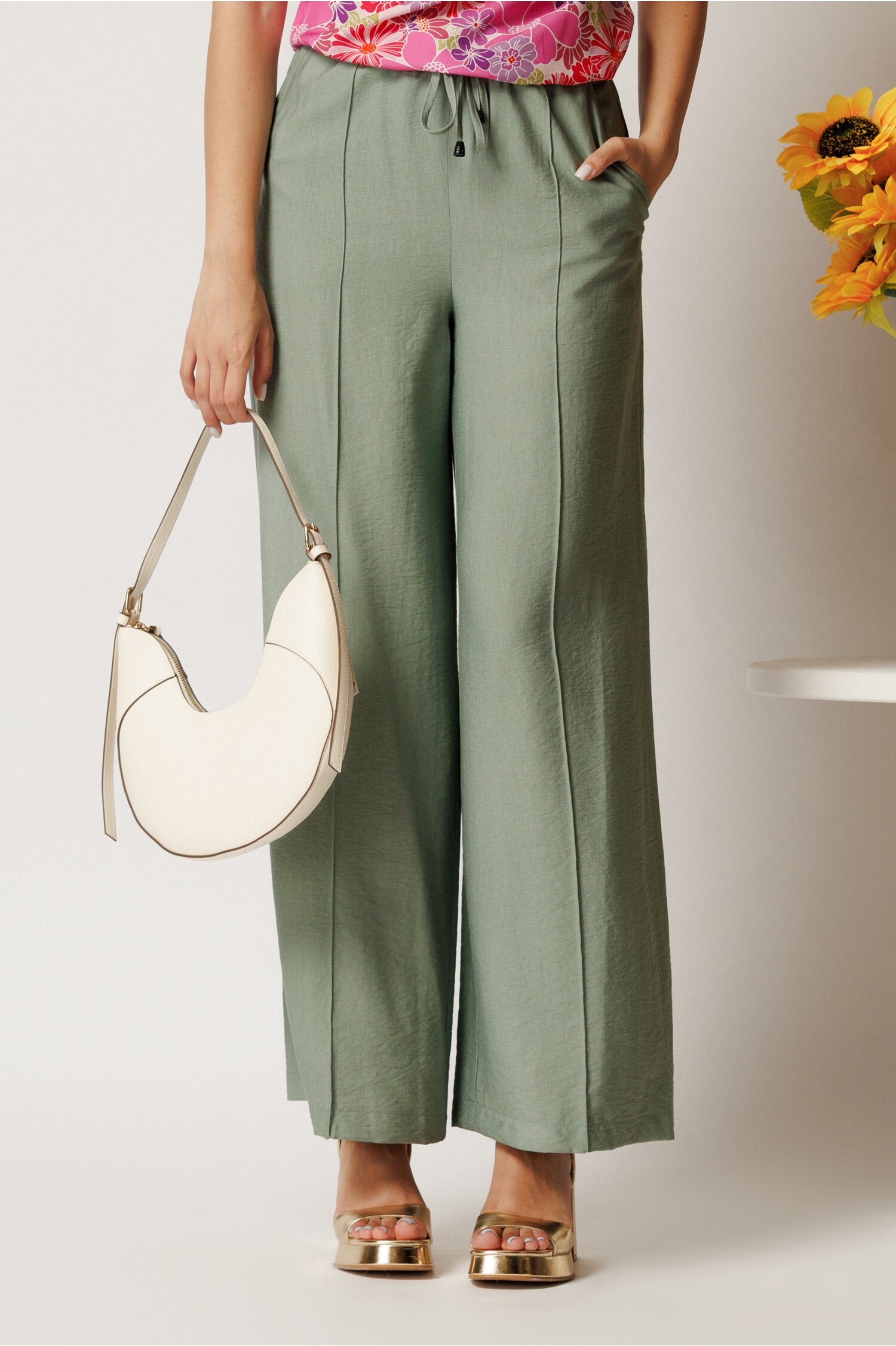 Pantaloni Kaki Rayon Croi Lejer Talie Elastica