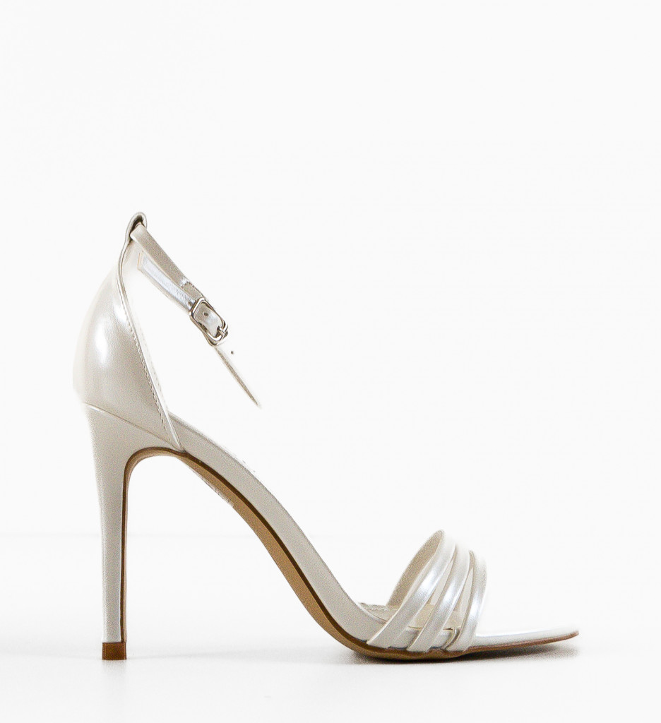 Sandale Dama Lajy Albe cu Toc Elegant - imagine 5