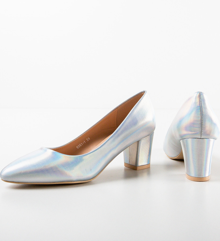 Pantofi Toc Argintii Eleganți - Stil Feminin - imagine 6