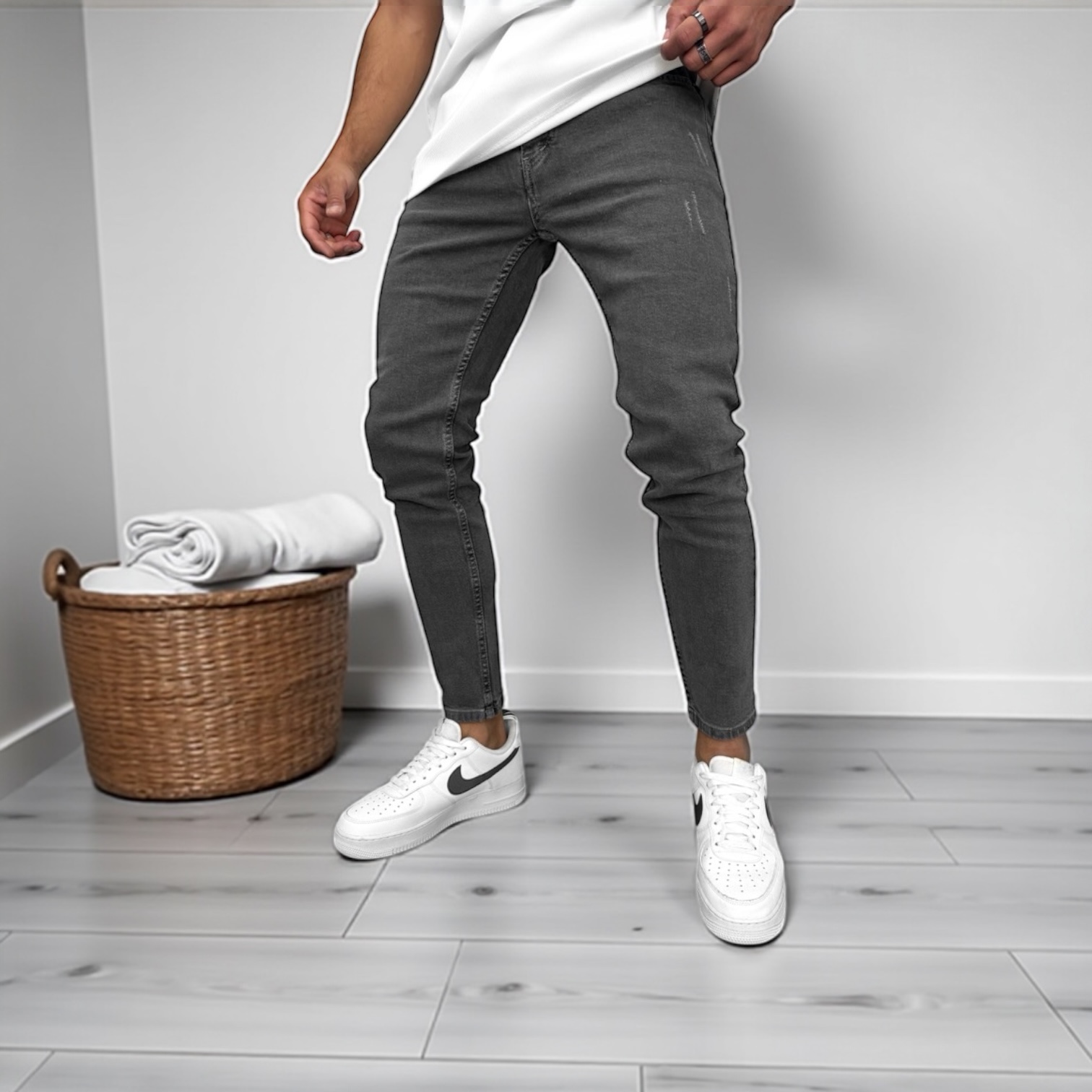 Blugi barbati conici moderni cu elastan - imagine 2