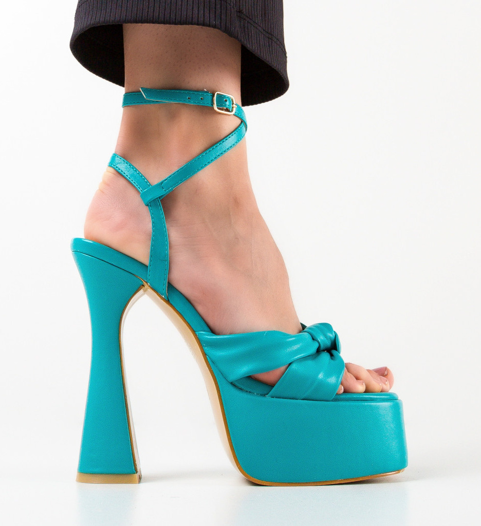 Sandale Ardde Albastre cu Toc Elegante - imagine 4