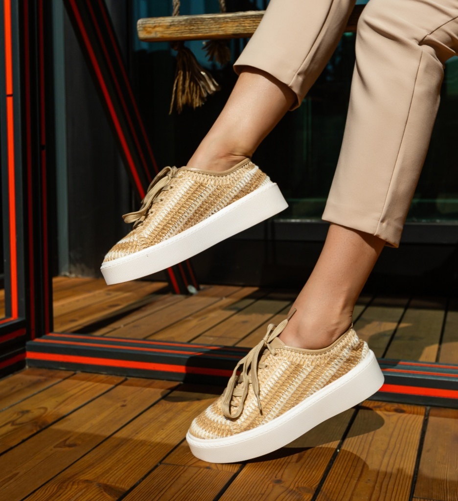 Sneakers Dama Bej Reinbou - Confort și Stil - imagine 5