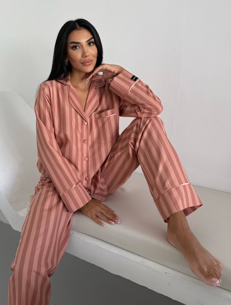 Set Pijama Dama Delis Peach, 2 Piese, Stil Elegant - imagine 3