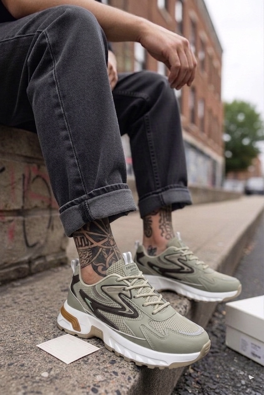 Adidași Casual Bărbați Bej Piele Ecologică - imagine 2