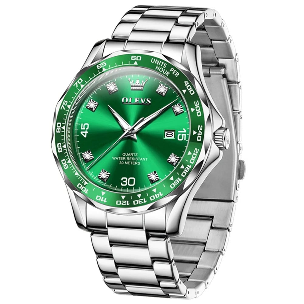 Olevs CS1621 - Ceas Barbatesc Elegant Cadran Verde