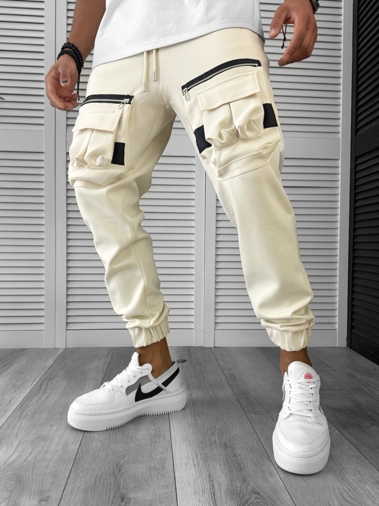 Pantaloni Trening Cargo Bej Cu Defect