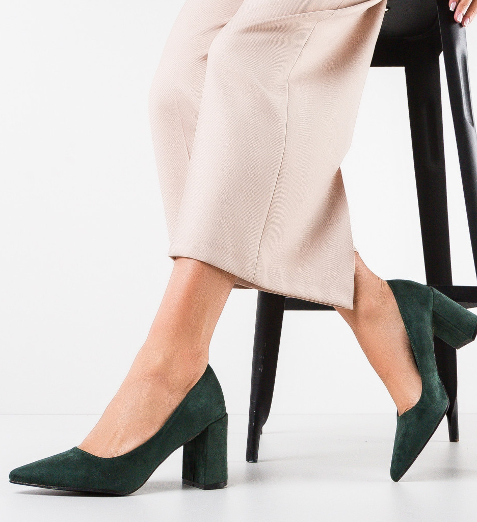 Pantofi Millington Verzi Eleganți cu Toc - imagine 3