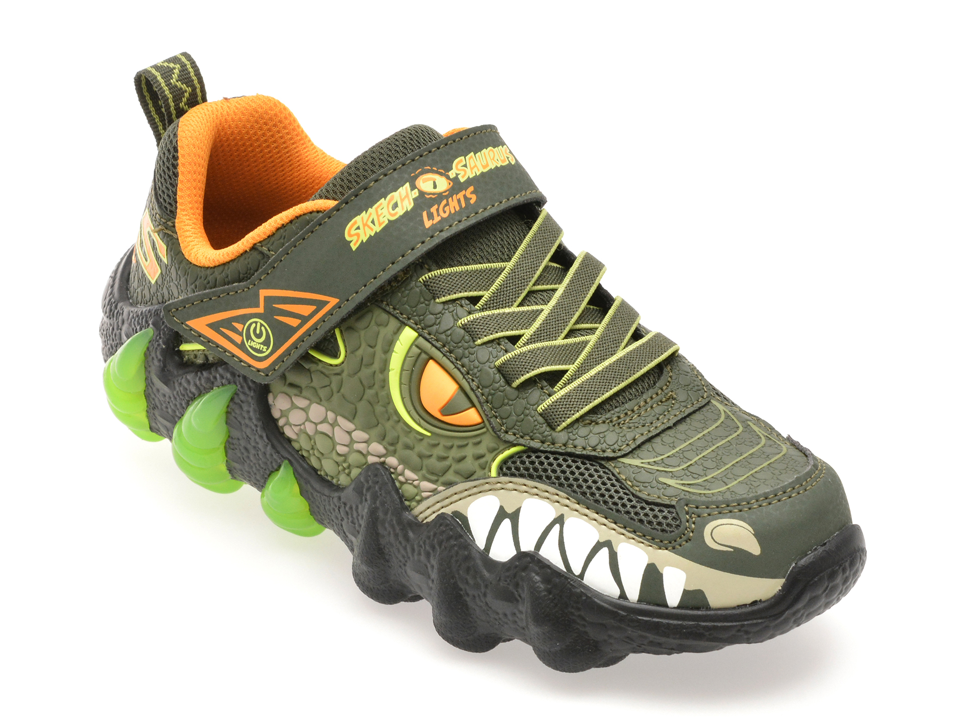 Pantofi Skechers Kaki cu Luminite pentru Baieti