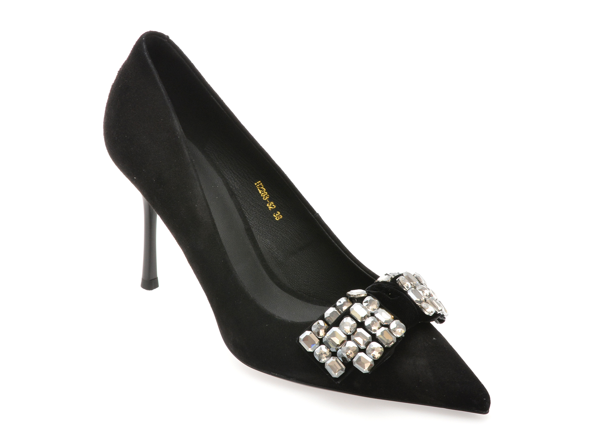 Pantofi Epica negri din piele intoarsa eleganti