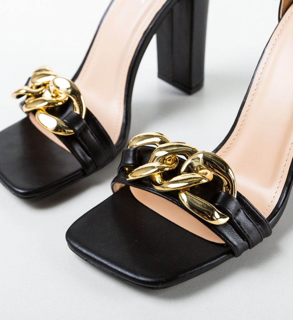 Sandale Kreta Negre cu Toc Elegante - imagine 7