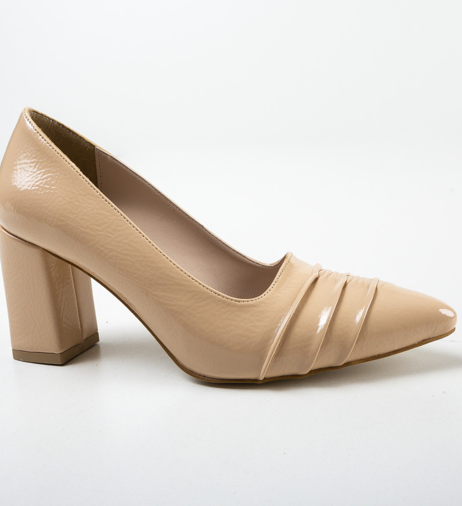 Pantofi Ierta Bej Eleganți cu Toc - imagine 6