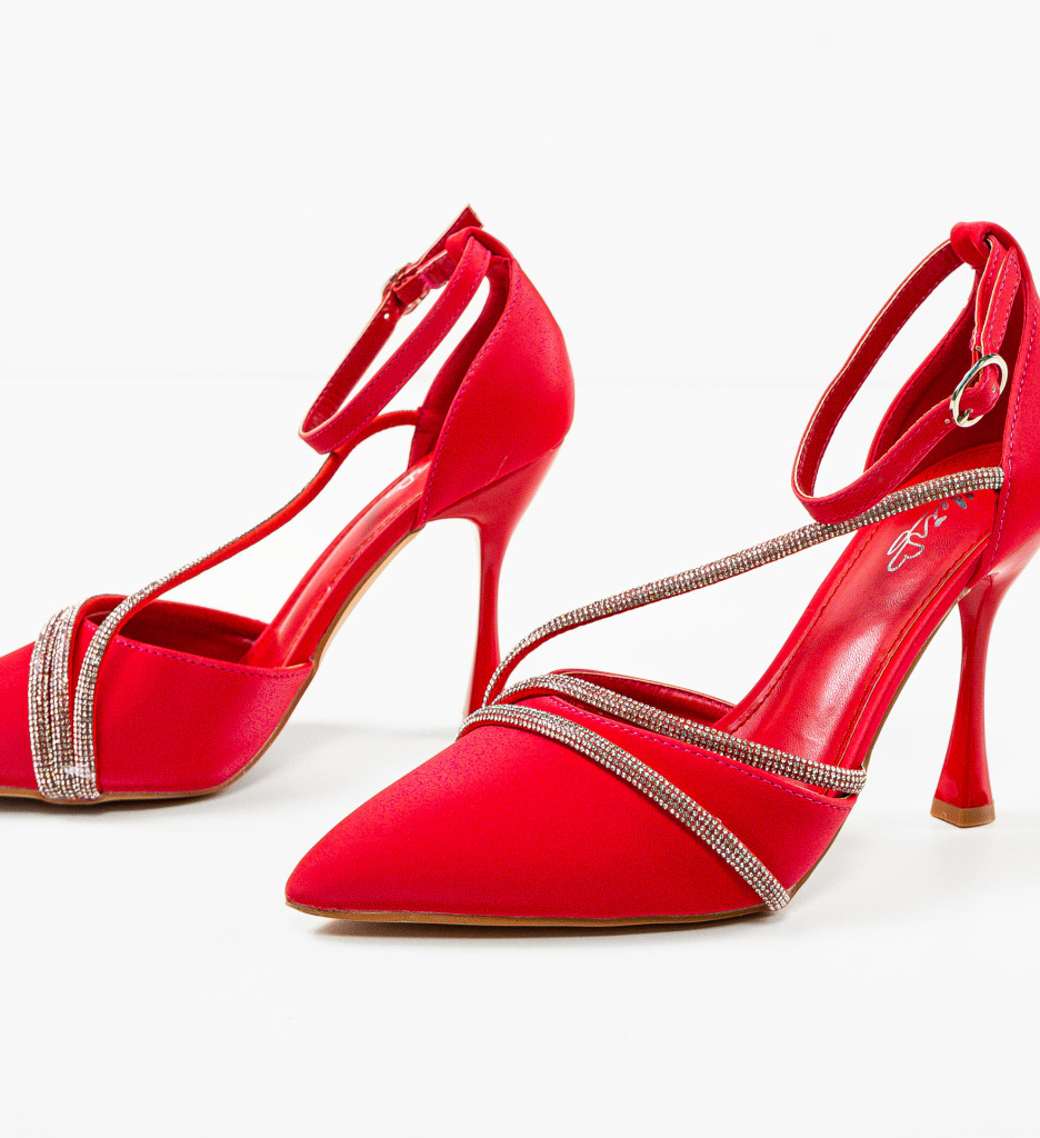 Pantofi Fulber Rosii cu Toc - Stil Elegant - imagine 6