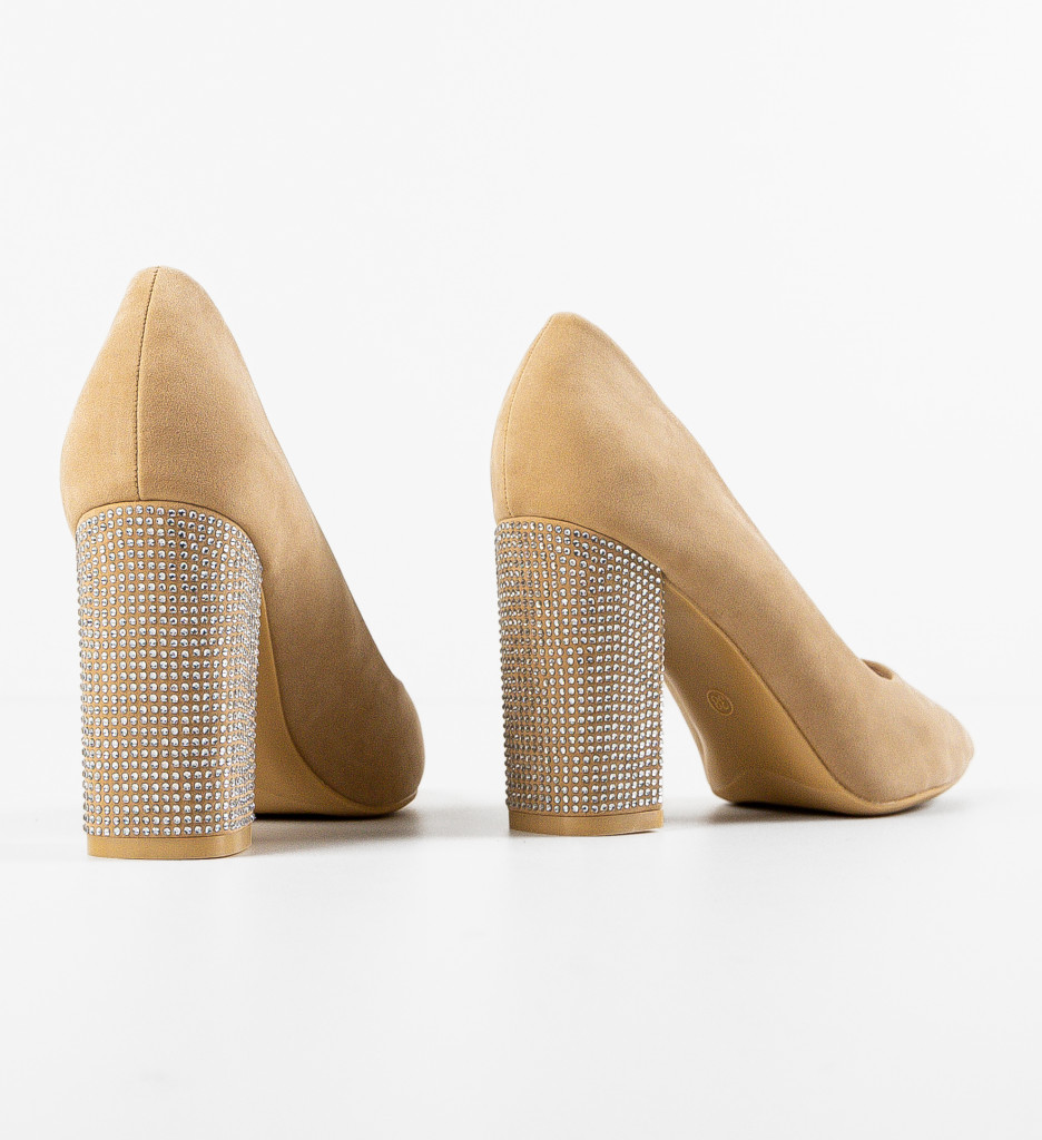 Pantofi Evely Bej | Toc Elegant pentru Ocazii - imagine 10