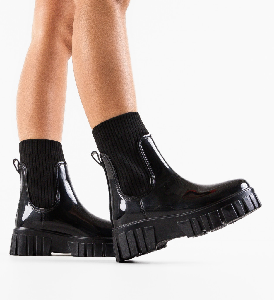 Ghete Dama Chelsea Negre Elegante