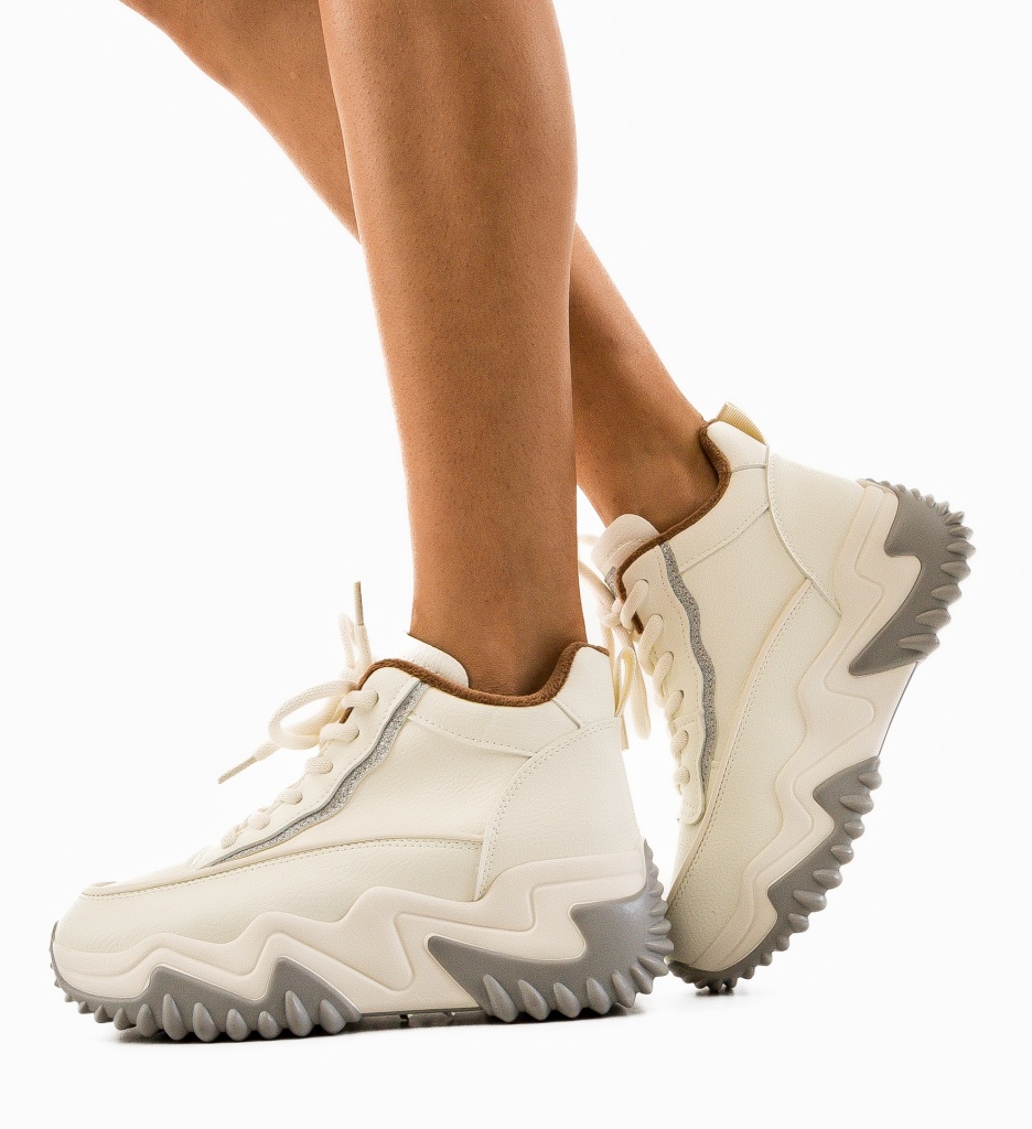 Sneakers Dama Ergyna Bej - Confort Sport - imagine 4