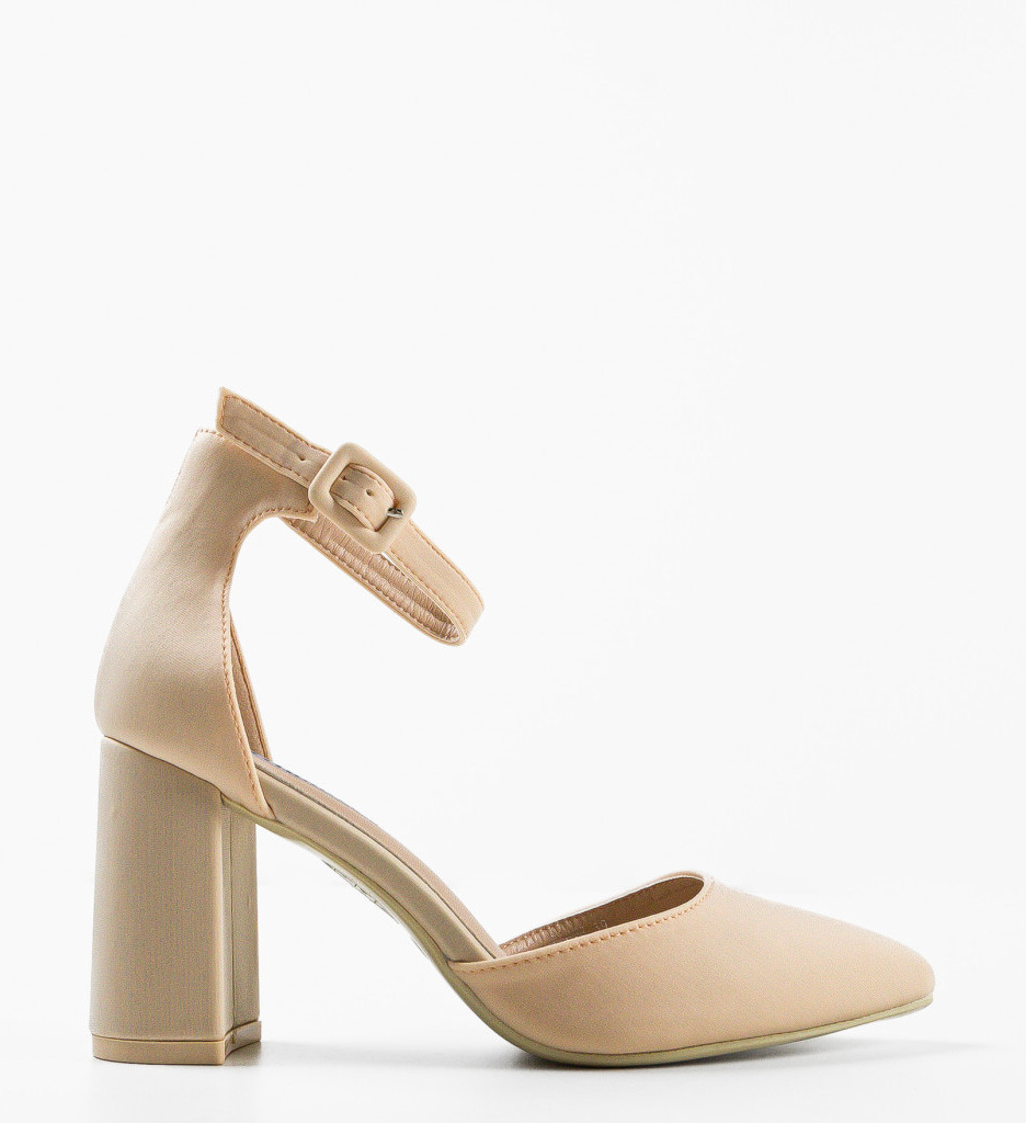 Pantofi Dama Jasper Bej Eleganți cu Toc - imagine 3