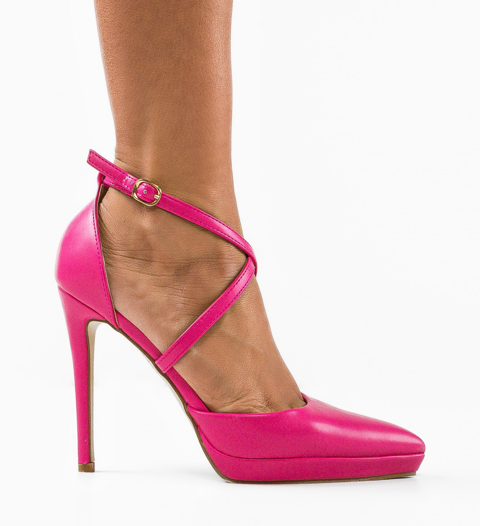 Pantofi dama Horne Fuchsia cu toc elegant - imagine 5