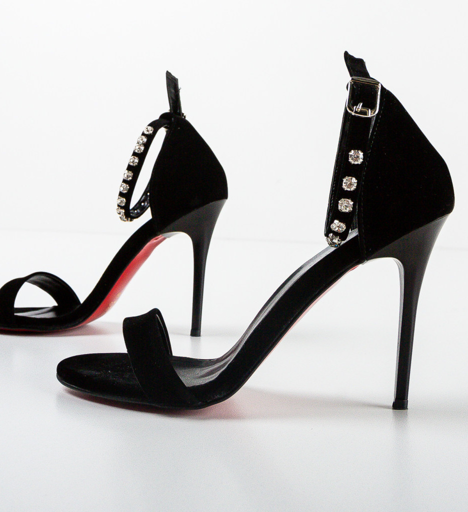 Sandale Reanta Negre cu Toc Elegante - imagine 6