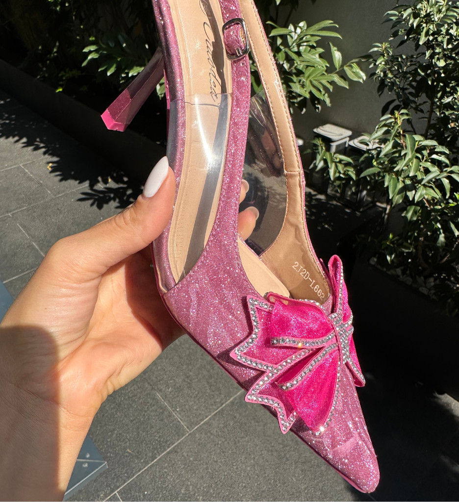 Pantofi Taisa Roz cu Toc Eleganți