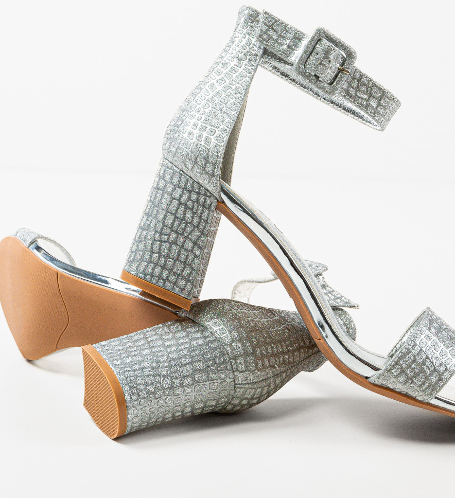 Sandale Germanic Argintii cu Toc Elegante - imagine 7