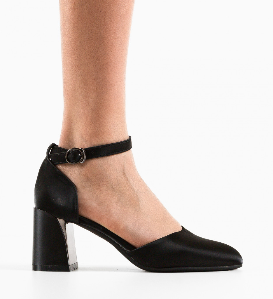 Pantofi Derosa negri eleganți cu toc - imagine 7