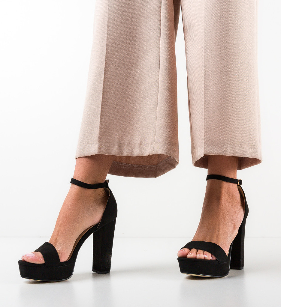 Sandale Dama Rasber Negre cu Toc Elegant - imagine 4