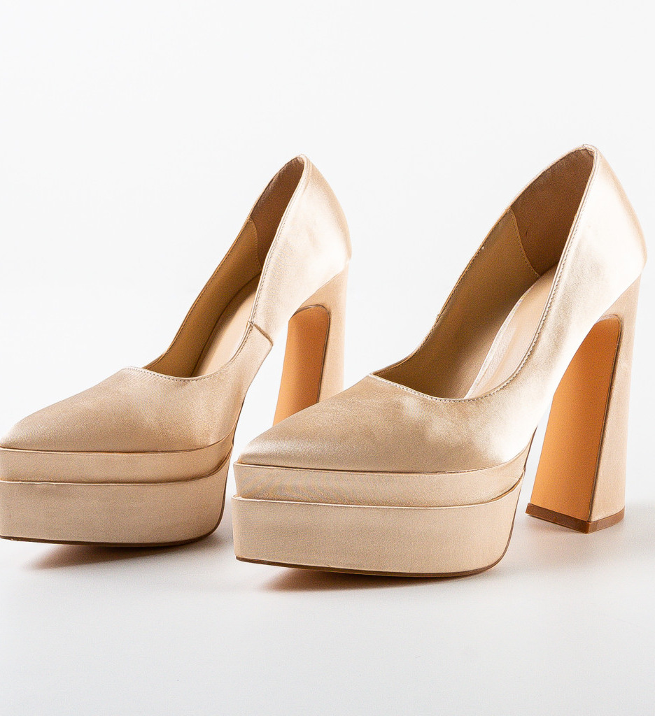 Pantofi Dama Carweb Bej Eleganți cu Toc - imagine 6