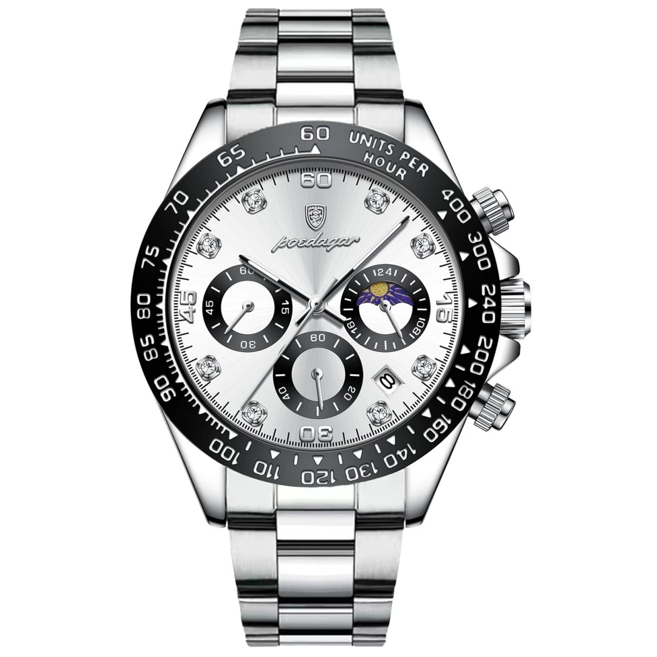 Ceas Poedagar CS1446 otel inoxidabil cadran alb 42mm