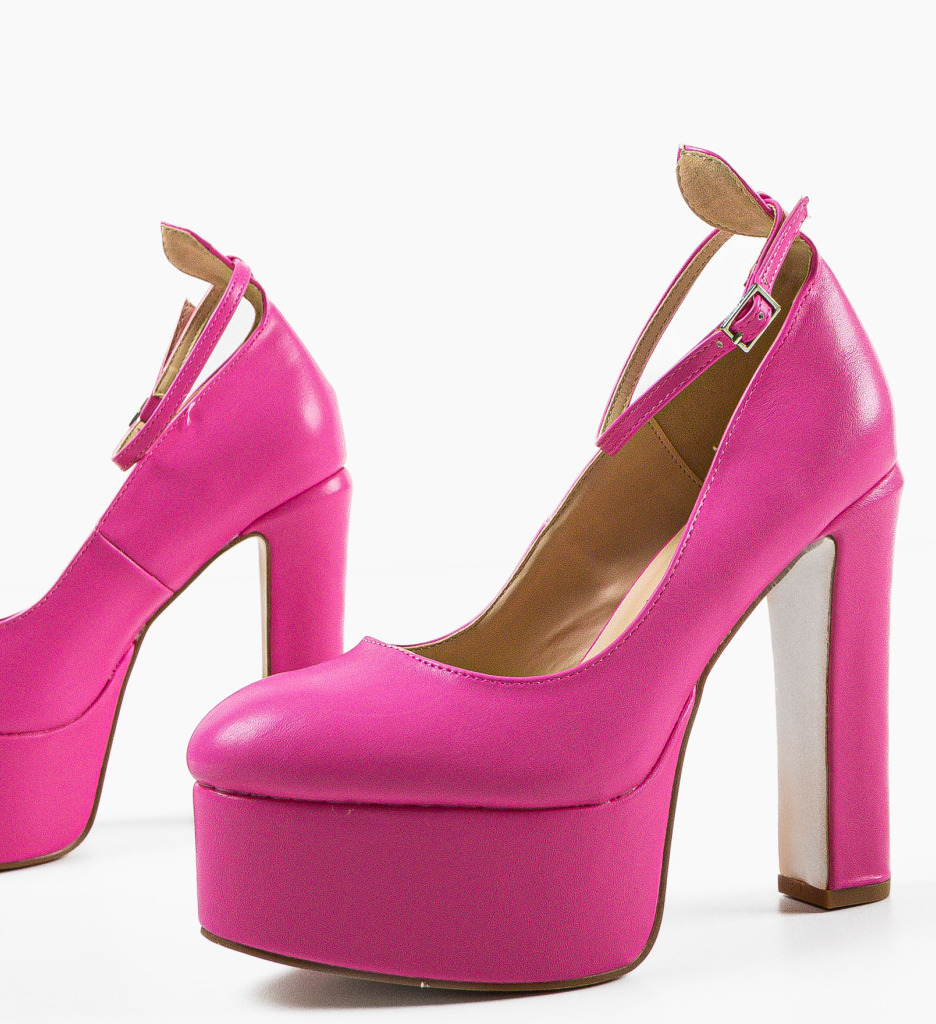 Pantofi Thornton Roz cu Toc Elegant - imagine 5