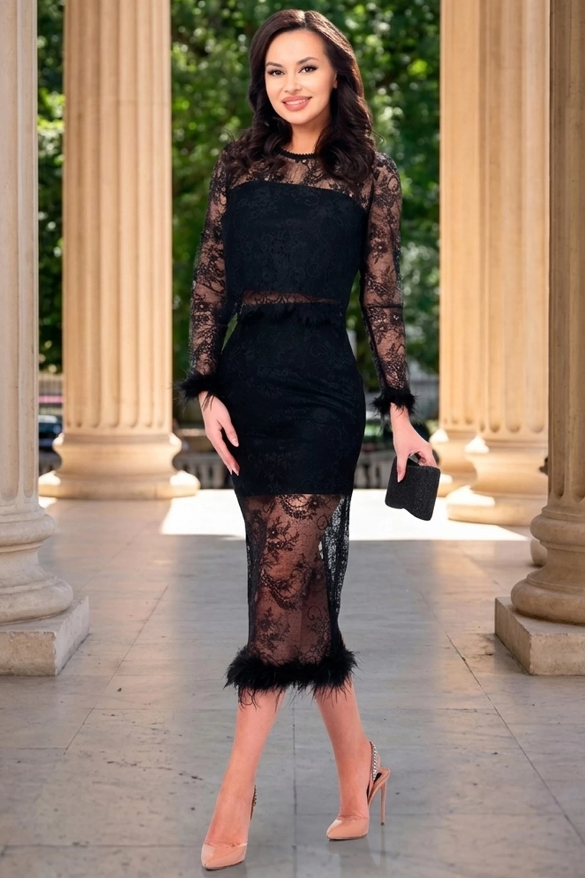 Compleu Dantela Chanttal - Eleganță Fulgi Aplicați - imagine 2