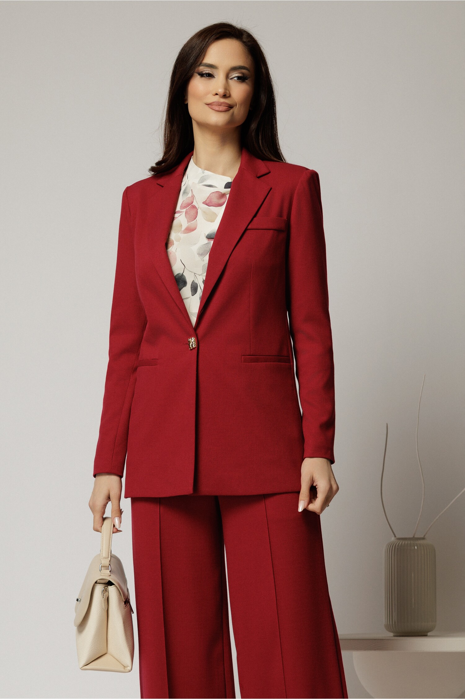 Sacou Bordo Oversize DY Fashion cu Detalii Spate