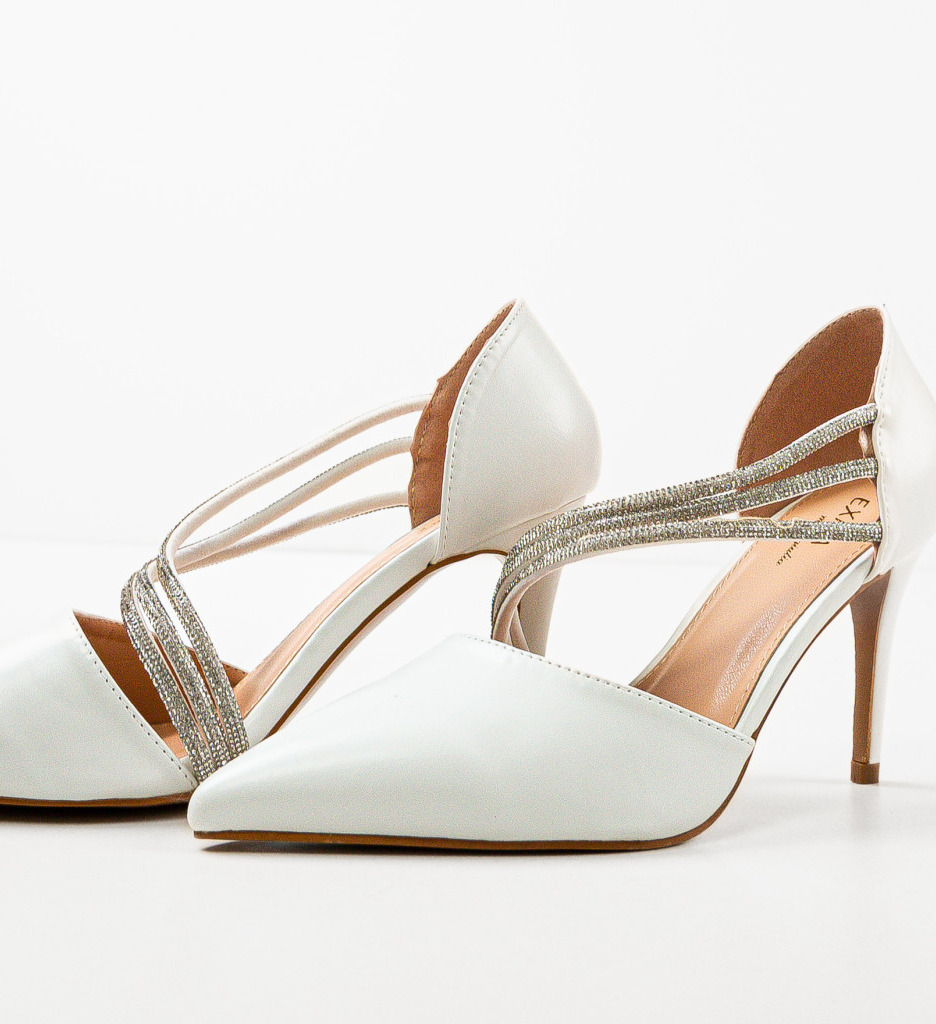 Pantofi Pratima Albi | Toc Elegant și Confort - imagine 5