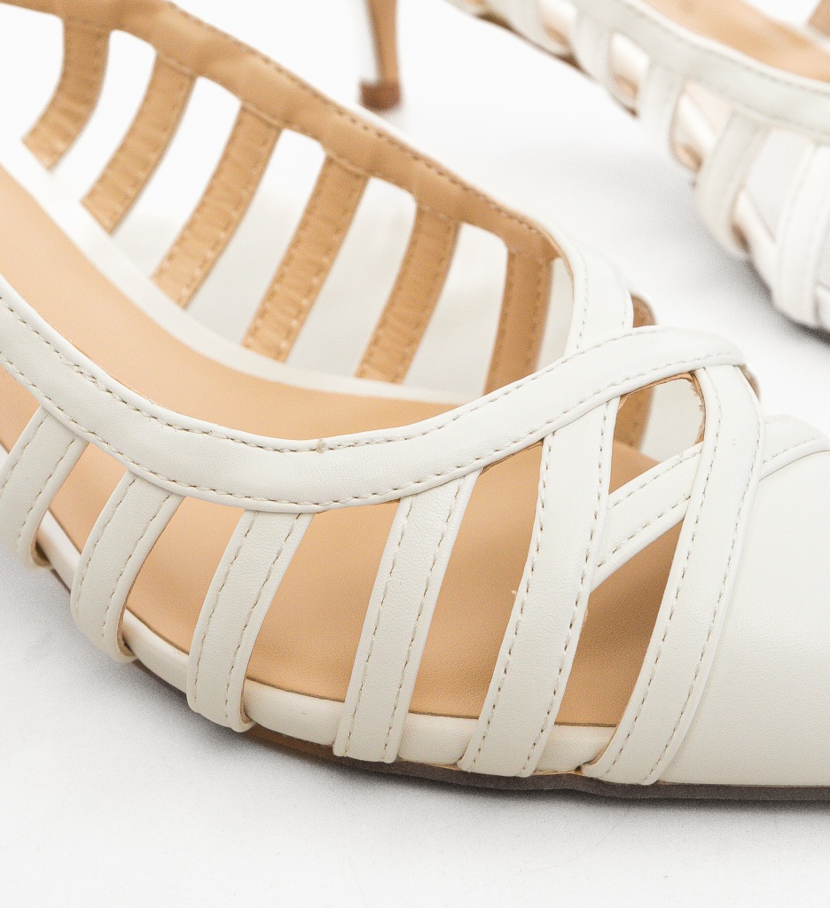 Pantofi Dama Glass Albi Eleganți - imagine 6