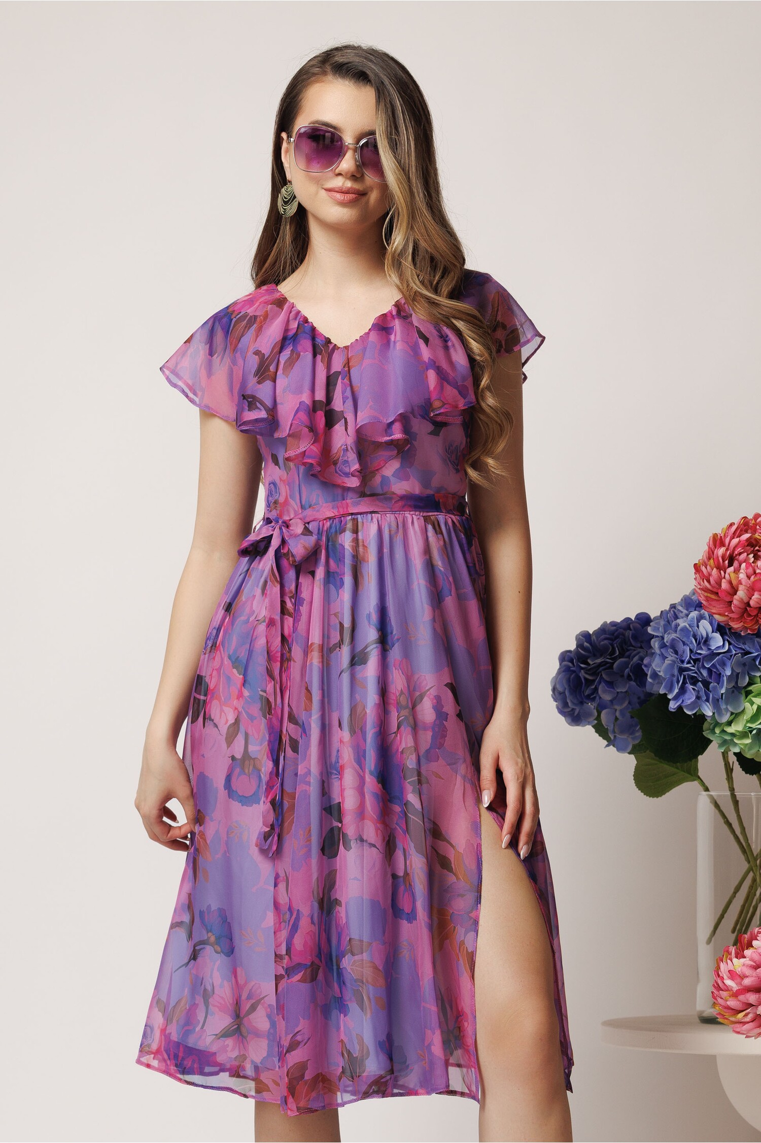 Rochie Voal Roz Cununie Civilă | DY Fashion