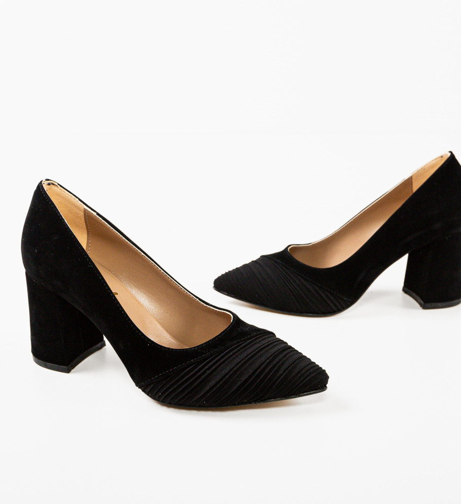 Pantofi Damande Negri cu Toc Eleganți - imagine 11
