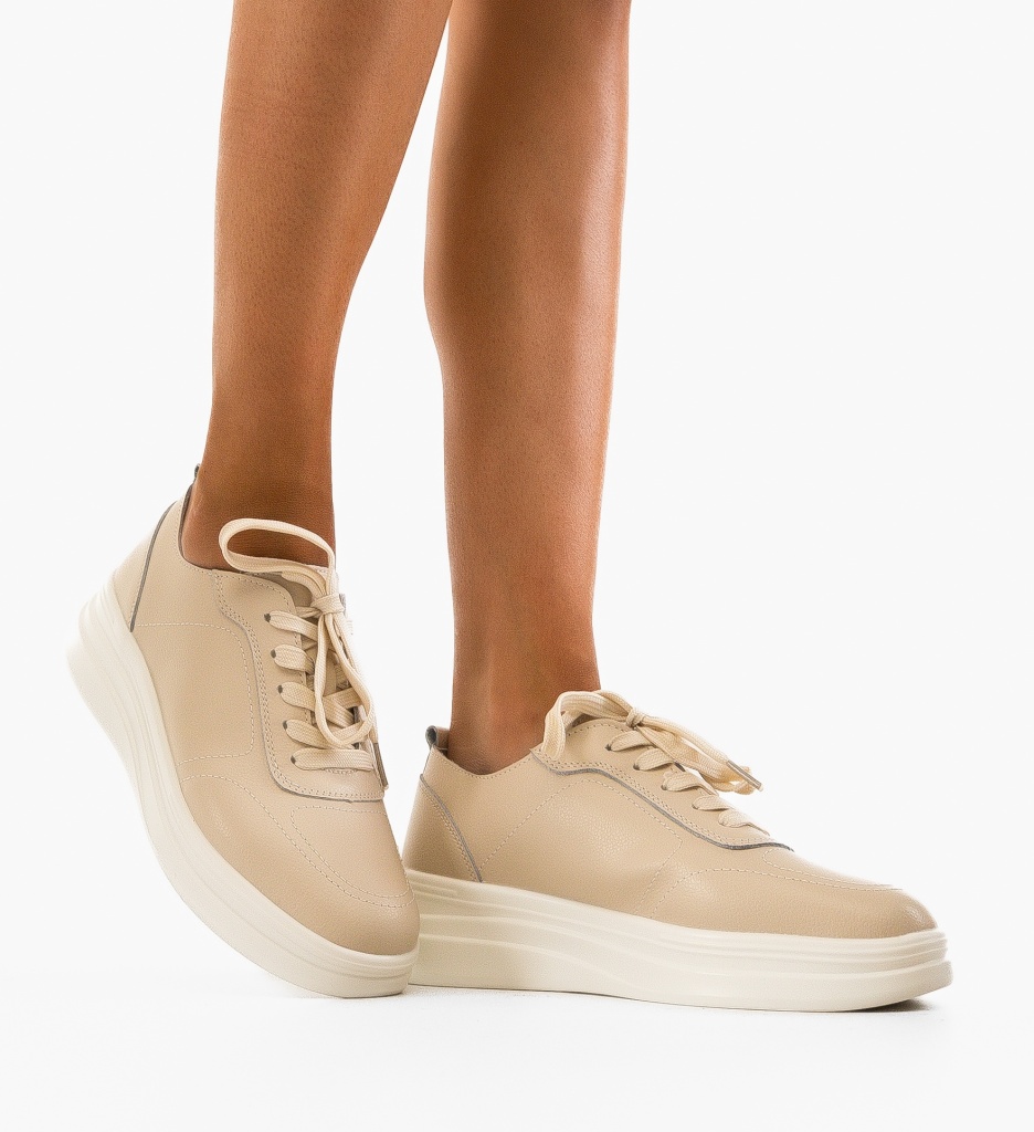 Sneakers Dama Haley Bej | Confort și Stil Urban - imagine 2