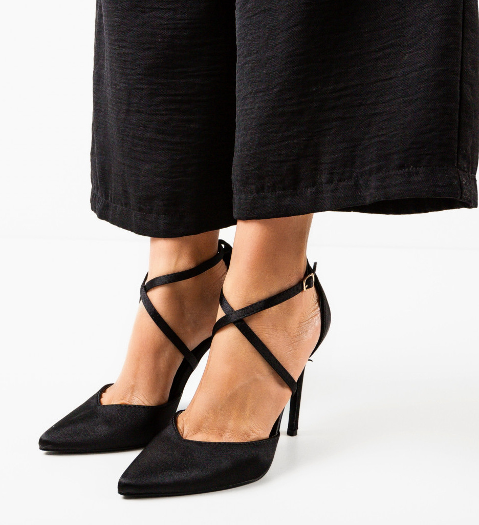 Pantofi cu toc Arpat negri eleganți și confortabili - imagine 2