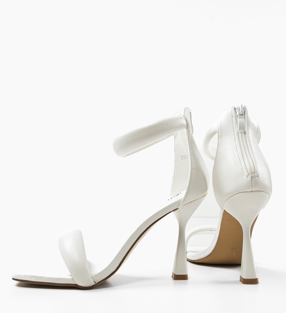 Sandale Crocett Albe cu Toc - Eleganță Pură - imagine 9