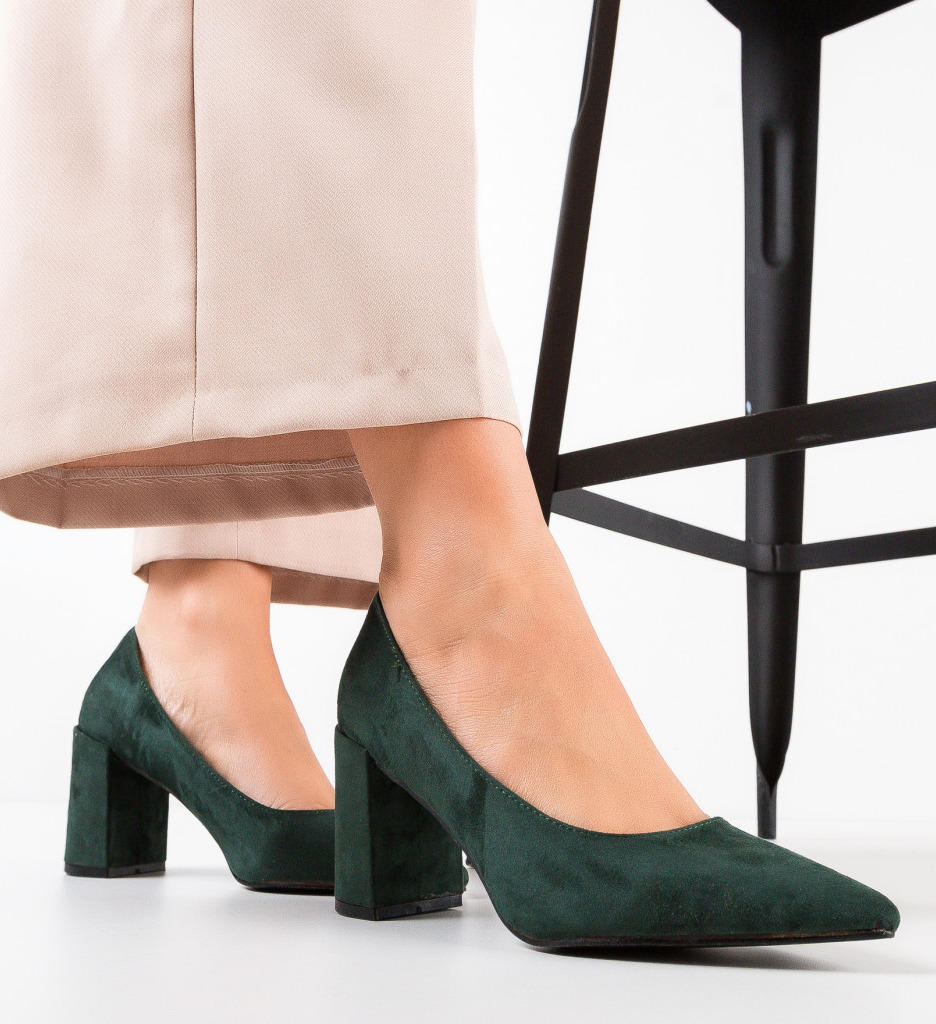 Pantofi Millington Verzi Eleganți cu Toc - imagine 4