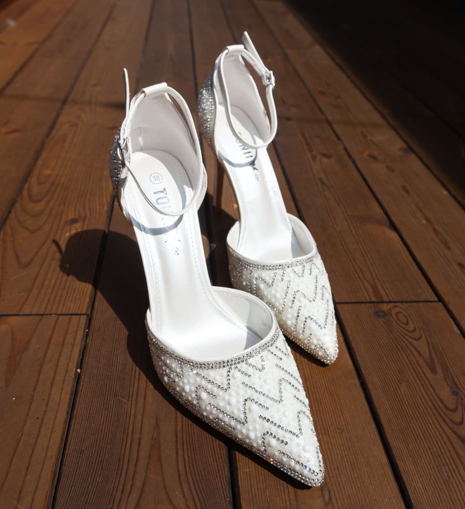 Pantofi cu toc Regal eleganți albi - imagine 6
