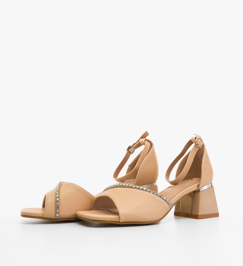 Sandale Dama Susanne Bej cu Toc Elegante - imagine 4